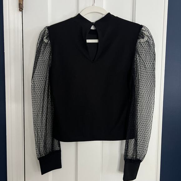 ♥️ Black Sheer Long Sleeve Top Puff Sleeves Women M Lola + Grace Whimsigoth - Picture 6 of 7